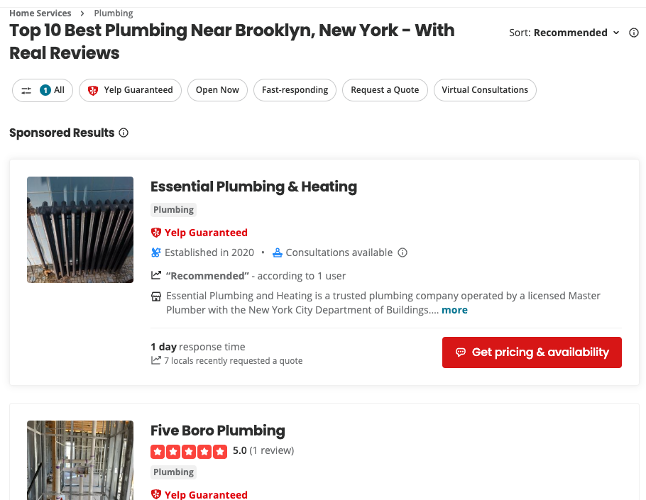 Yelp Brooklyn plumber